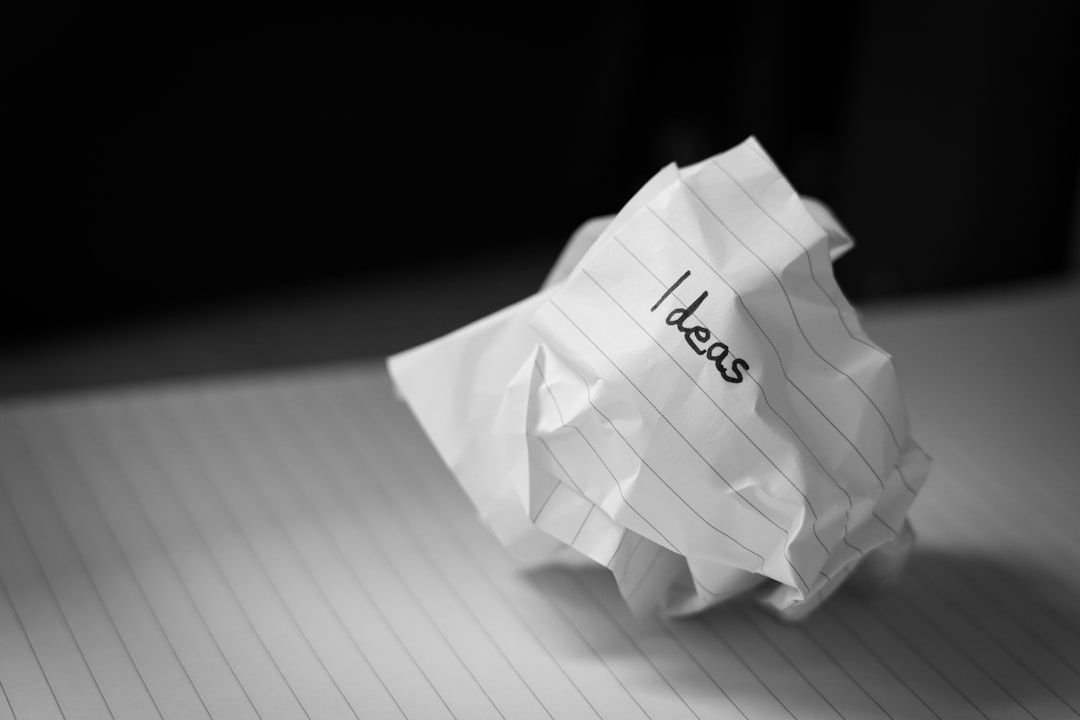 I was working on some ideas for a book about team-building that I am writing.  Id written some ideas down but hadnt liked them.  I screwed the paper up and was amazed to see just the word Ideas showing and thought it was a good photo, as sometimes, we have many ideas, but not all of them are good ones and get discarded.